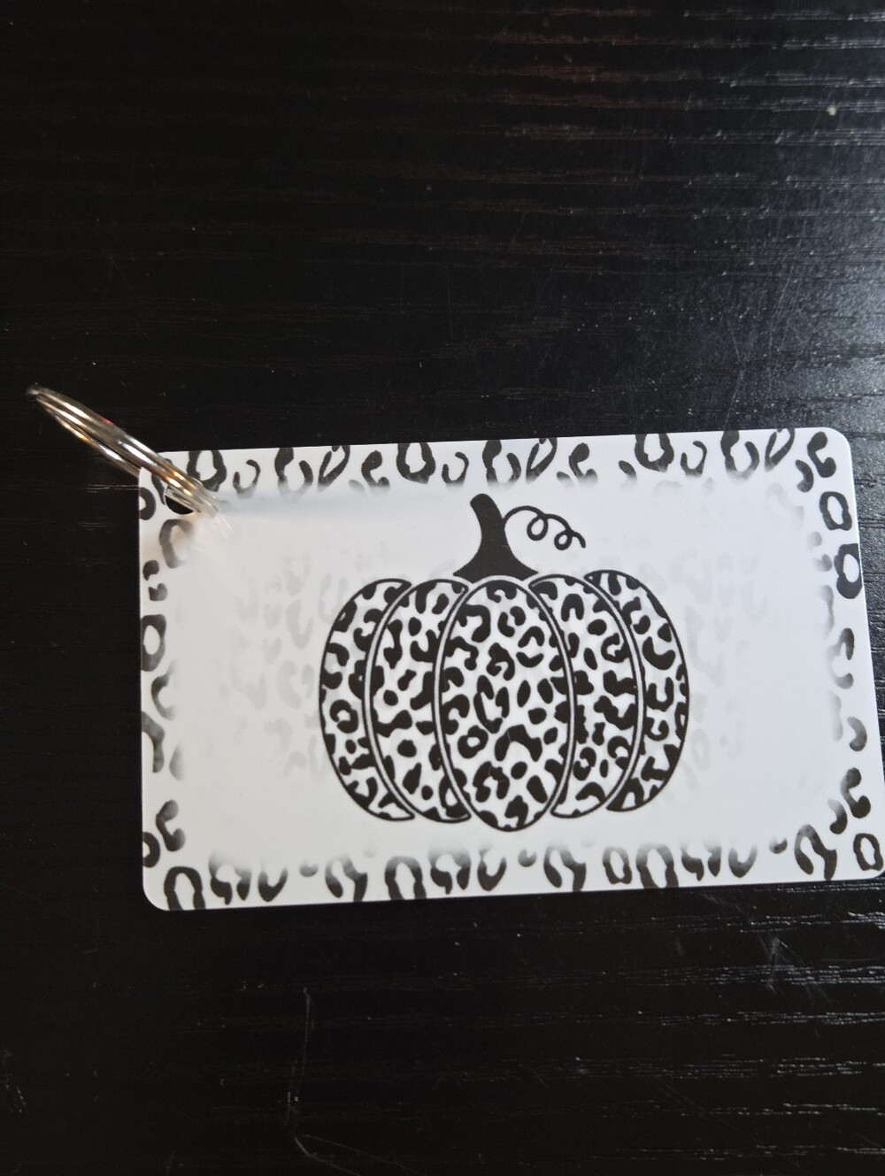 Leopard Print Pumpkin Keycard Keychain